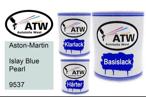 Aston-Martin, Islay Blue Pearl, 9537: 1L Lackdose + 1L Klarlack + 500ml Härter - Set, von ATW Autoteile West.